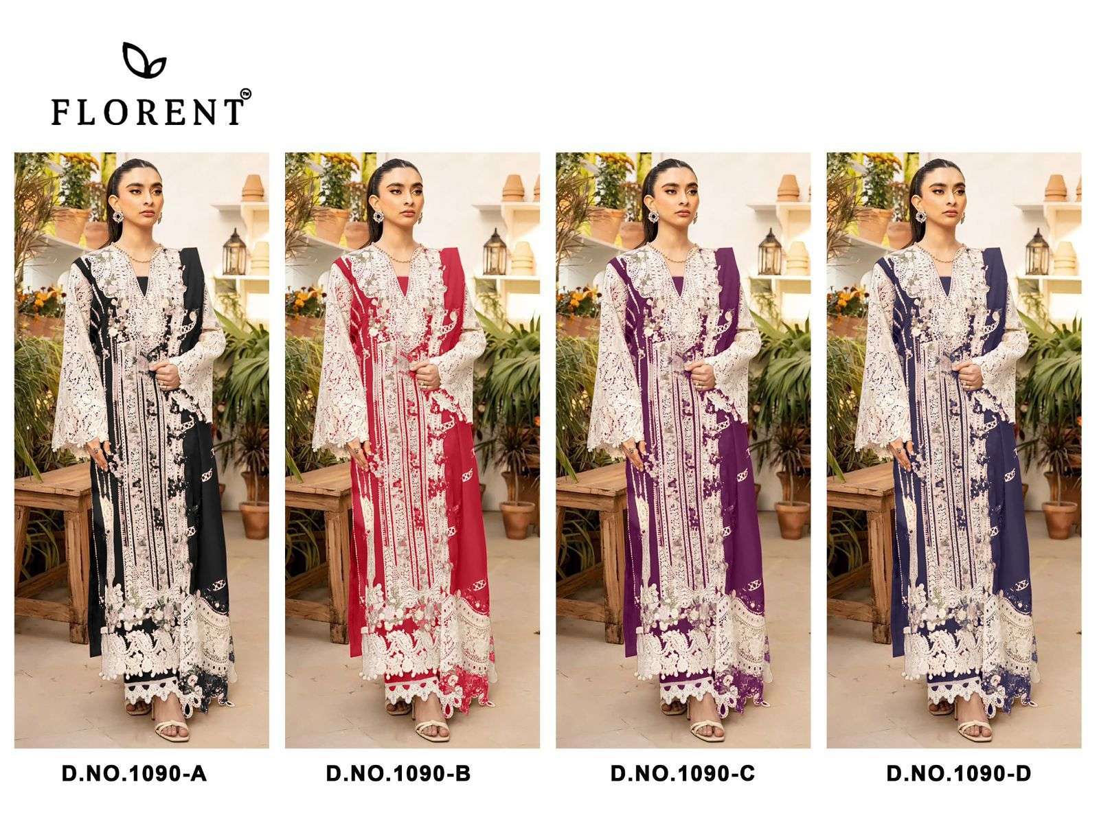 FLORENT D NO 1090 COTTON WITH HEAVY EMBROIDERY WORK PAKISTANI SUIT