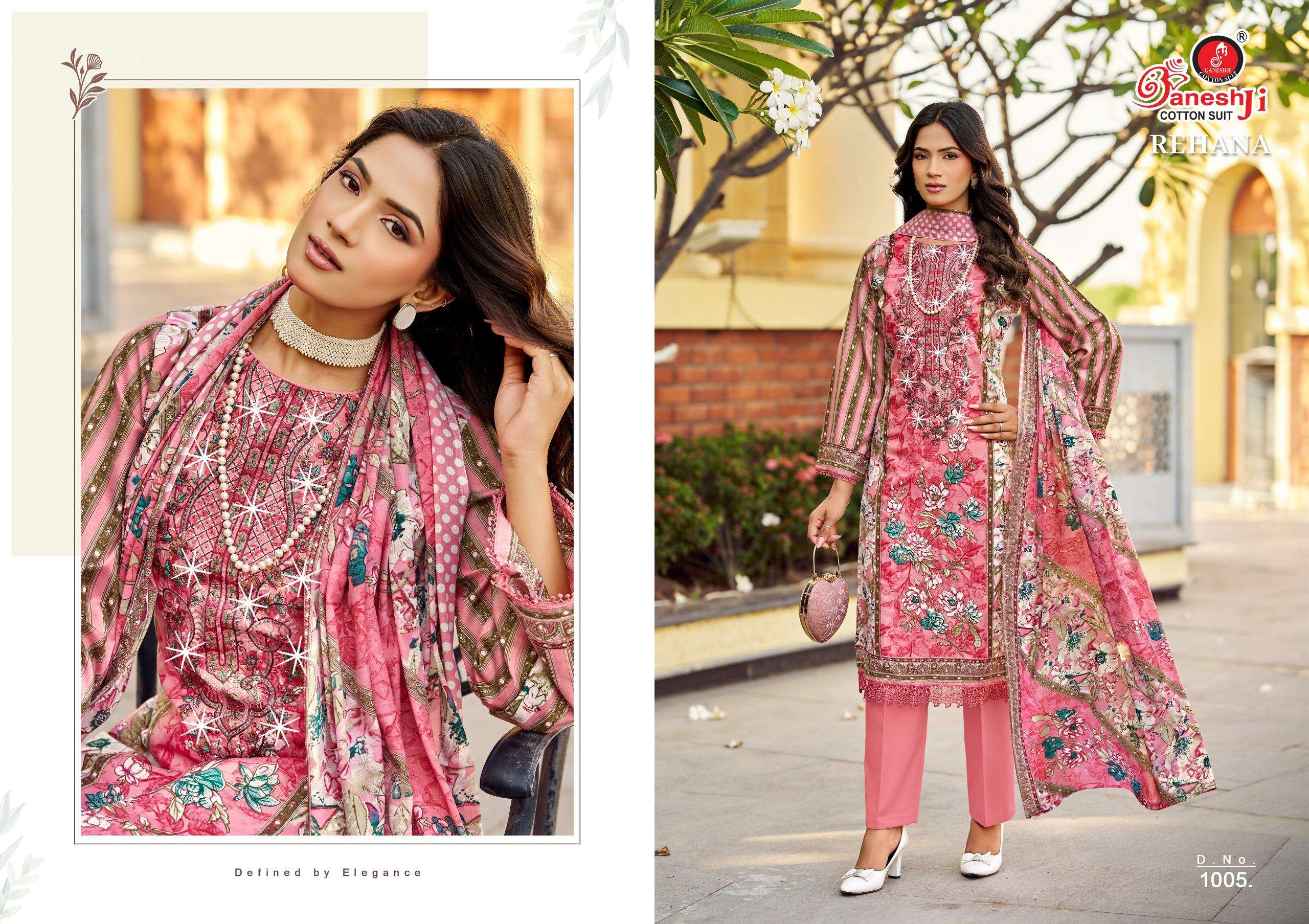 GANESHJI COTTON SUIT REHANA VOL 1 COTTON FANCY WORK SUITS 