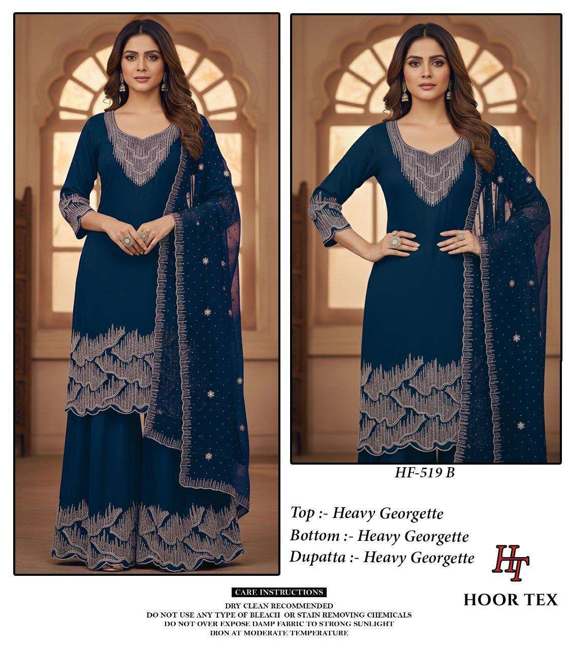 HOOR TEX HF 519 GEORGETTE HEAVY DESIGNER WORK READY MADE SUIT