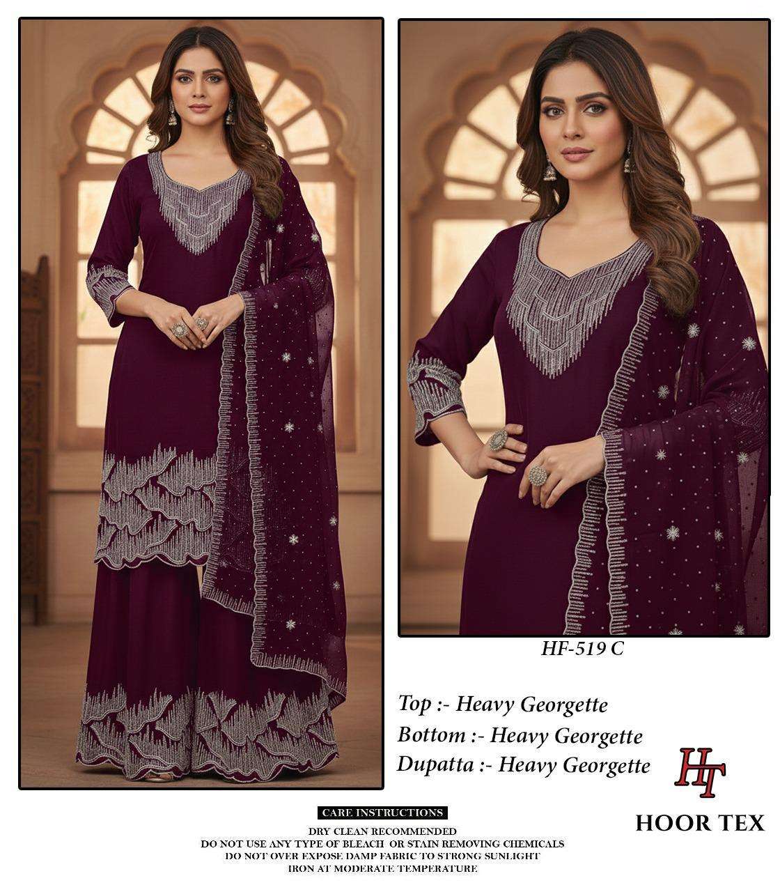 HOOR TEX HF 519 GEORGETTE HEAVY DESIGNER WORK READY MADE SUIT