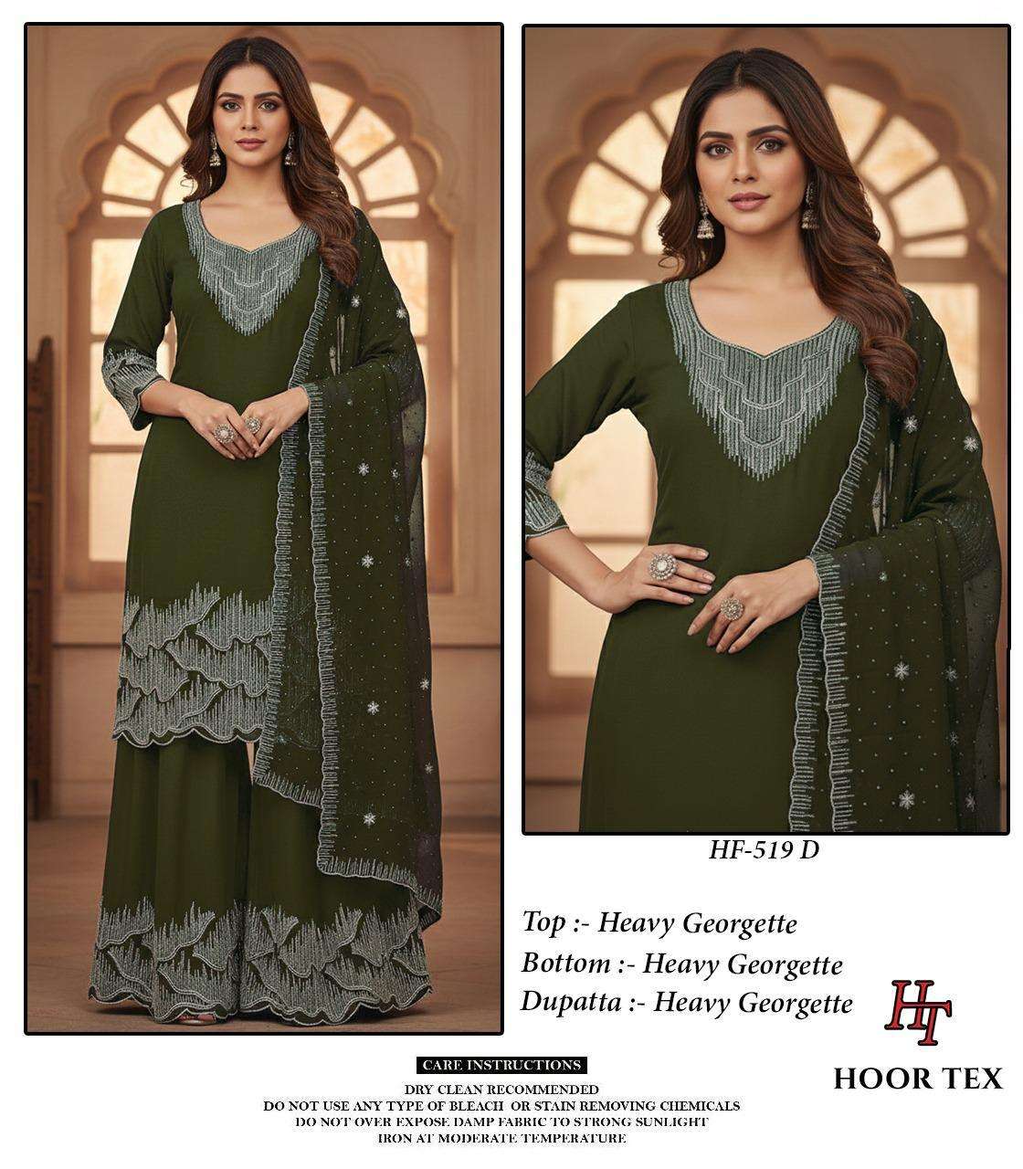 HOOR TEX HF 519 GEORGETTE HEAVY DESIGNER WORK READY MADE SUIT