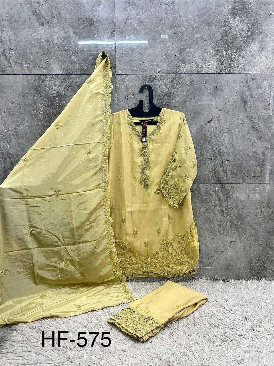 HOOR TEX HF 575 BEAUTIFUL DESIGNER WORK READY MADE PAKISTANI SUIT