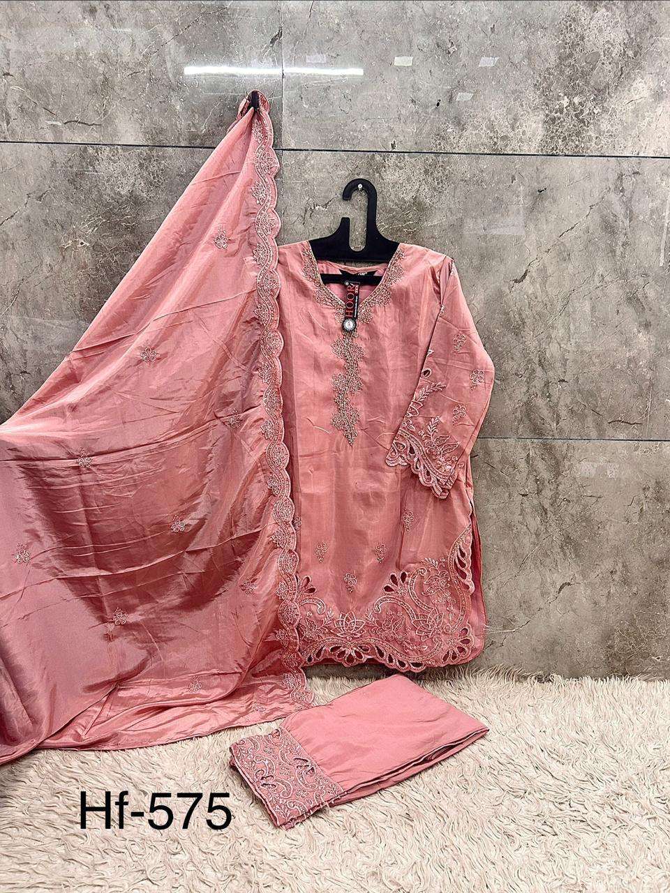HOOR TEX HF 575 BEAUTIFUL DESIGNER WORK READY MADE PAKISTANI SUIT