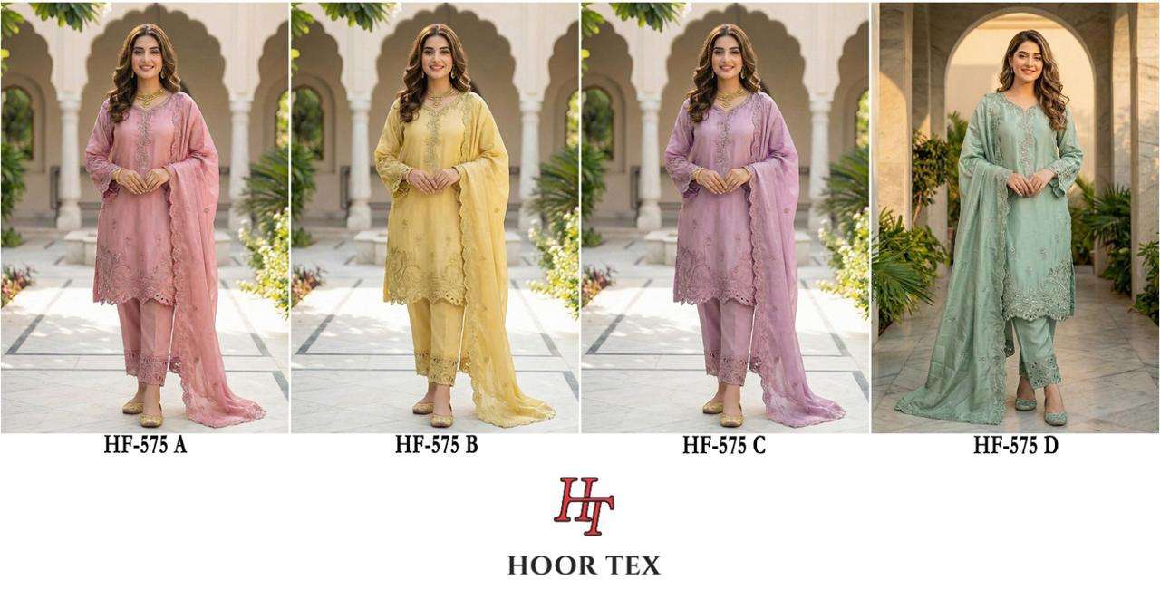 HOOR TEX HF 575 BEAUTIFUL DESIGNER WORK READY MADE PAKISTANI SUIT