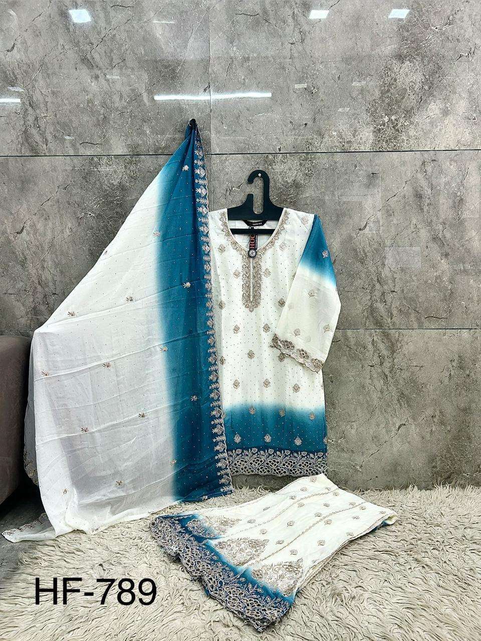 HOOR TEX HF 789 SHADED FABRIC BEAUTIFUL DESIGNER WORK READY MADE SUIT
