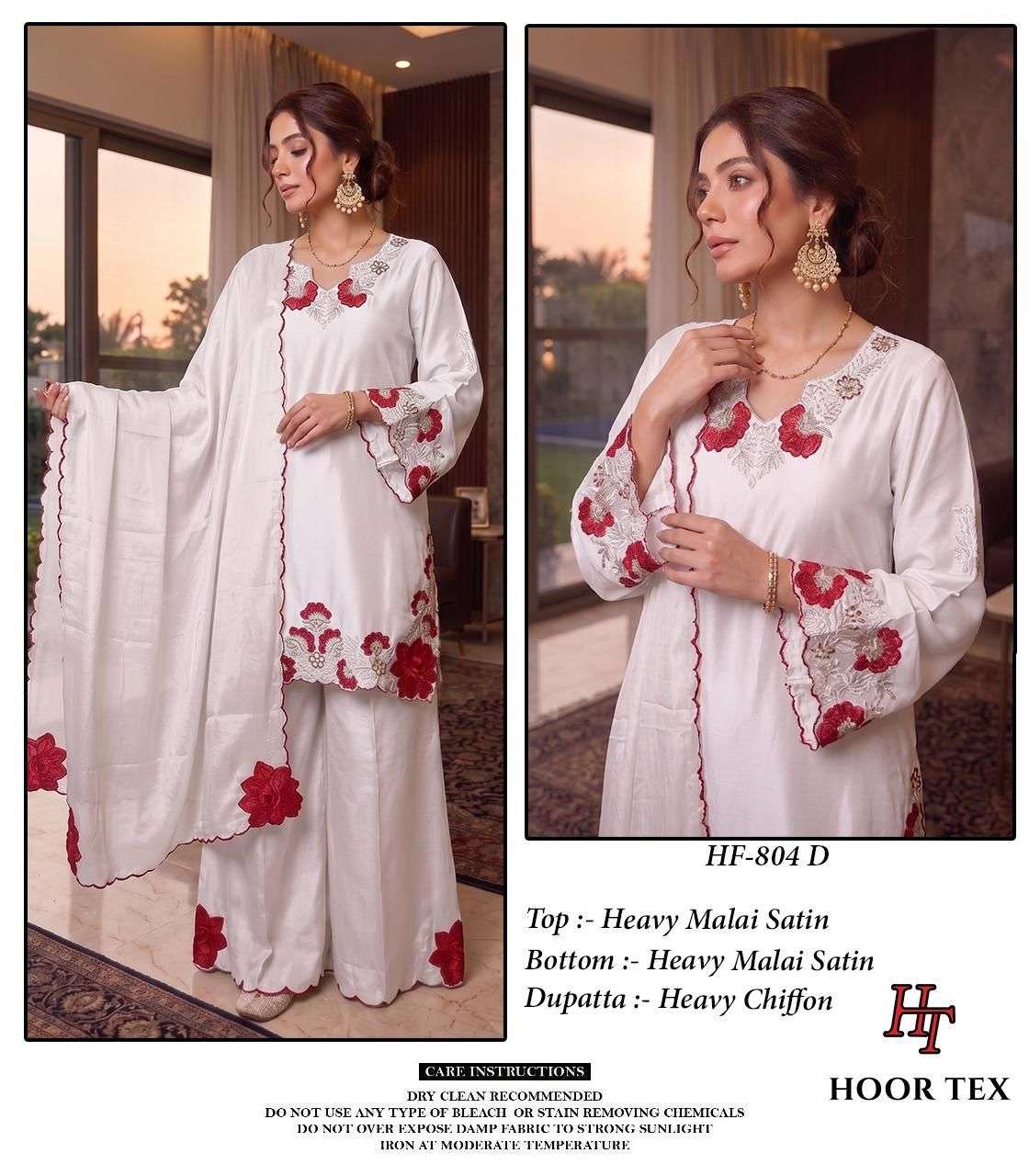 HOOR TEX HF 804 SATIN BEAUTIFUL EMBROIDERY DESIGNER WORK READY MADE SUIT