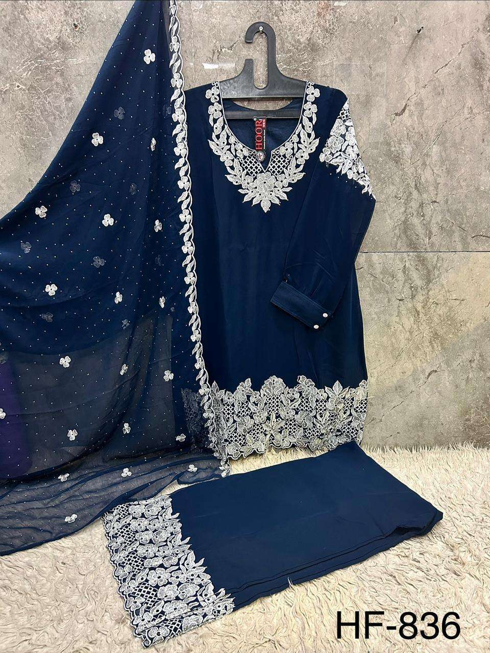 HOOR TEX HF 836 GEORGETTE HEAVY EMBROIDERED DESIGNER READY MADE PAKISTANI SUIT