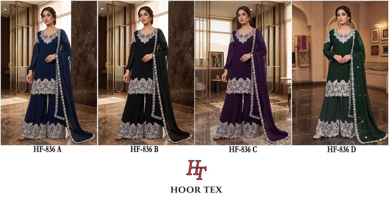 HOOR TEX HF 836 GEORGETTE HEAVY EMBROIDERED DESIGNER READY MADE PAKISTANI SUIT