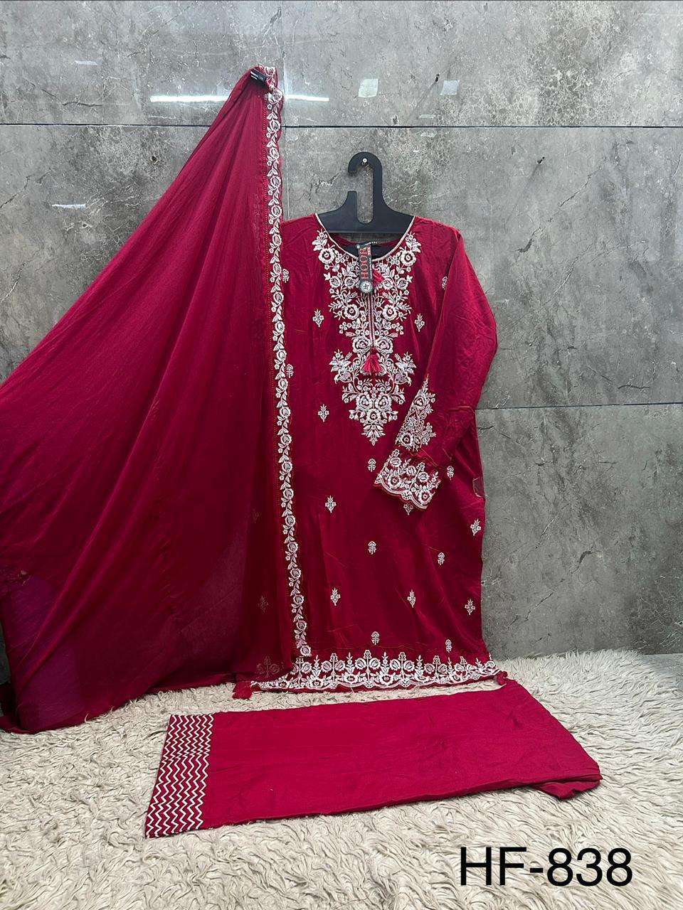 HOOR TEX HF 838 RAYON DESIGNER WORK READY MADE PAKISTANI STYLE SUIT