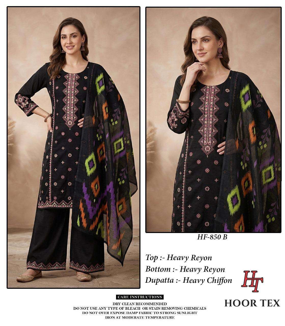 HOOR TEX  HF 850 RAYON EMBROIDERY DESIGNER WORK READY MADE PAKISTANI SUIT