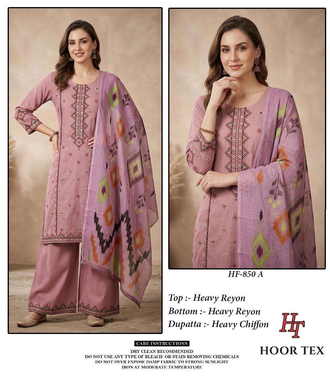 HOOR TEX  HF 850 RAYON EMBROIDERY DESIGNER WORK READY MADE PAKISTANI SUIT