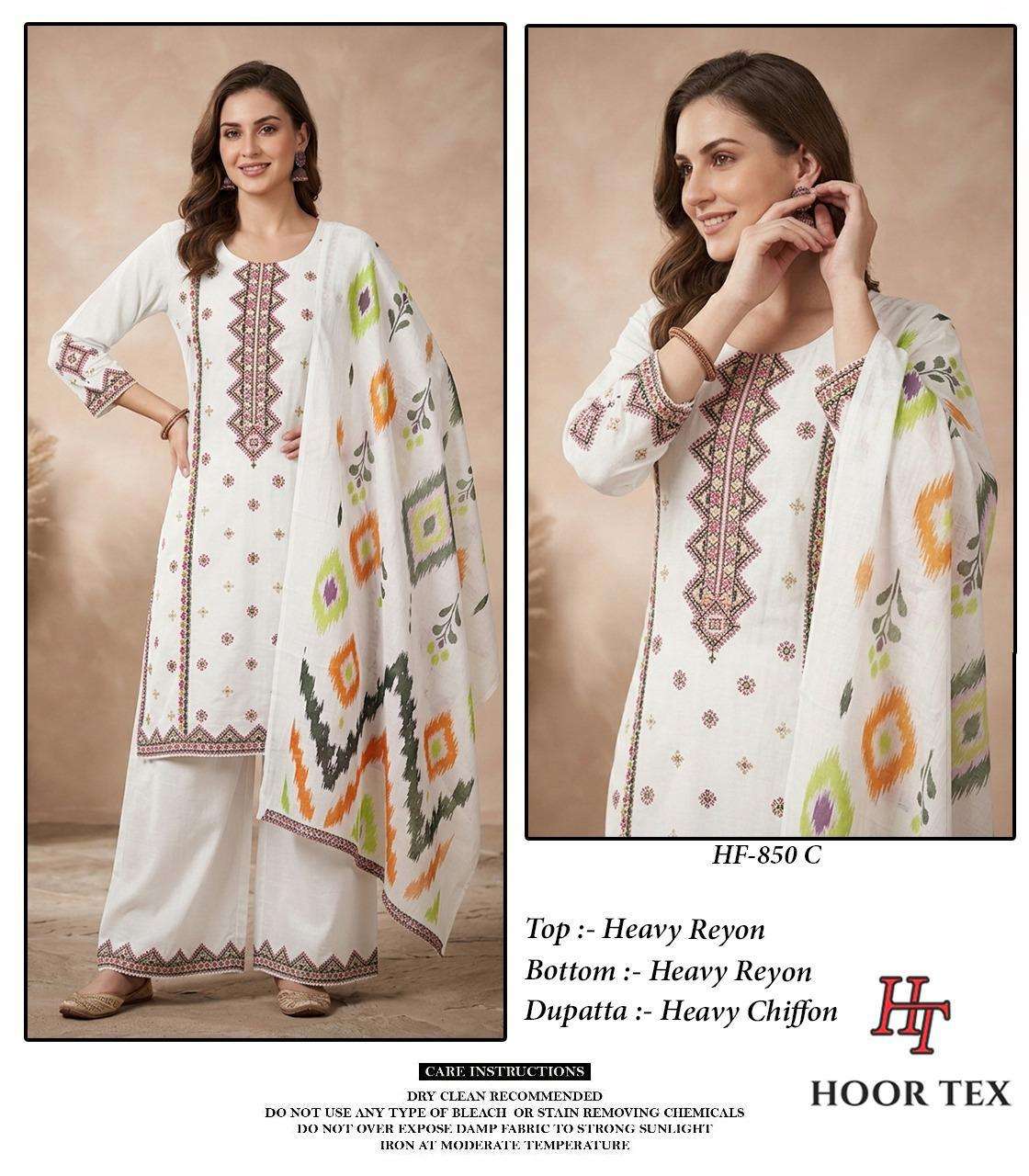 HOOR TEX  HF 850 RAYON EMBROIDERY DESIGNER WORK READY MADE PAKISTANI SUIT