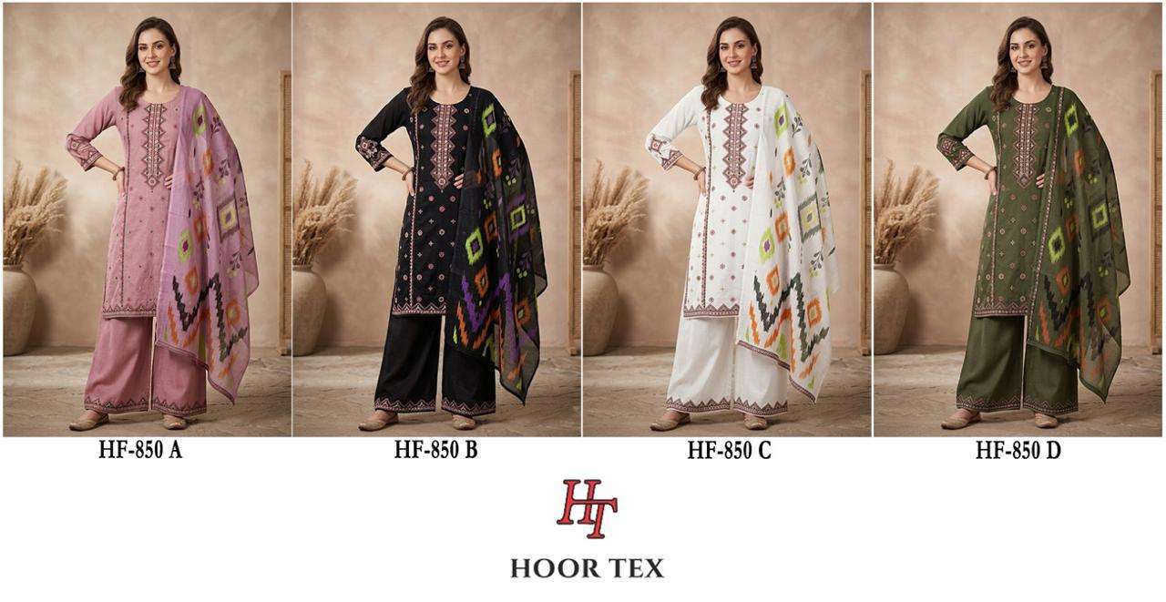 HOOR TEX  HF 850 RAYON EMBROIDERY DESIGNER WORK READY MADE PAKISTANI SUIT