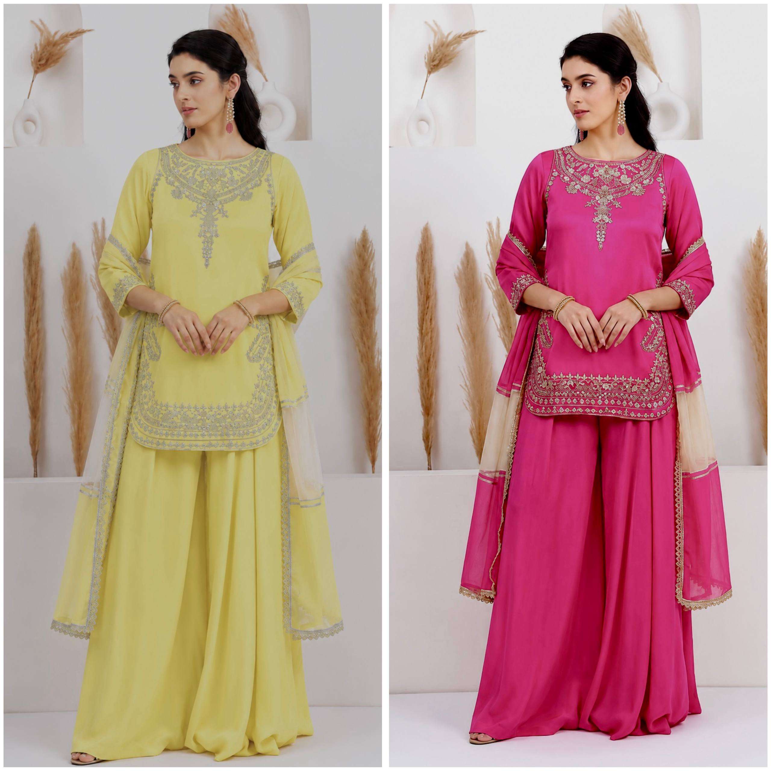 JD 646 CREPE SILK BEAUTIFUL DESIGNER LOOK PARTY WEAR LADIES SUIT