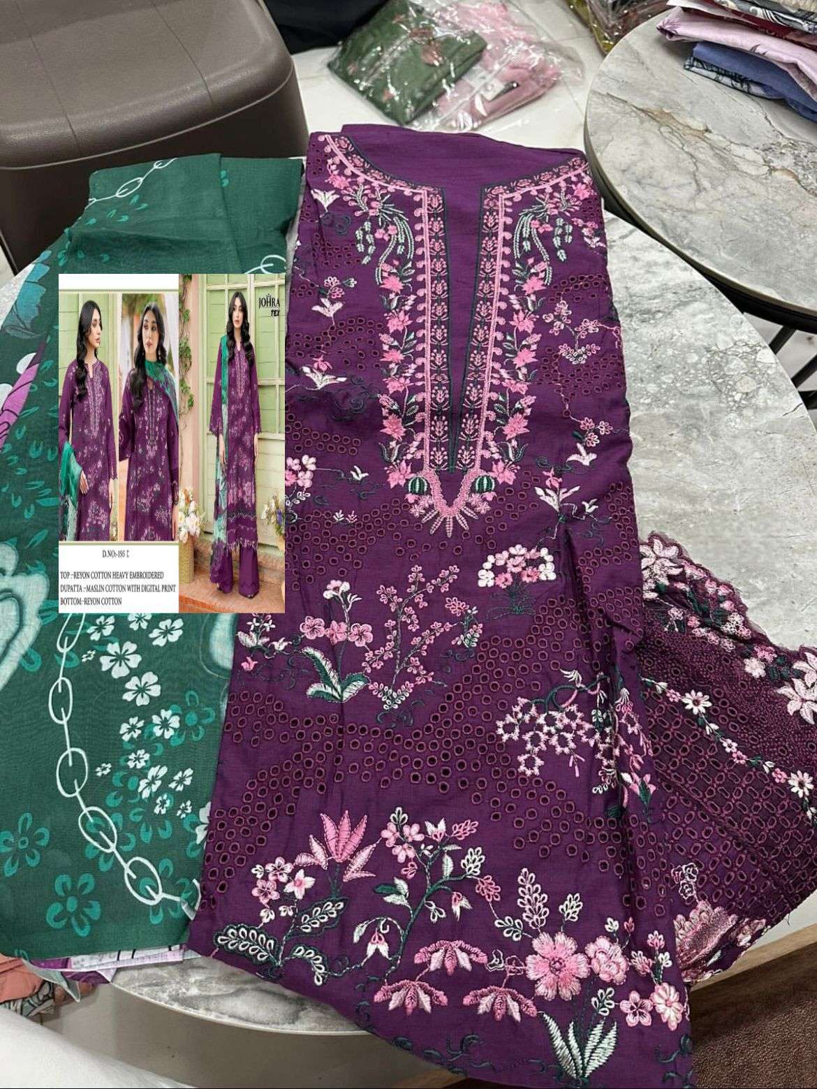 JOHRA TEX JT 195 C COTTON WITH EMBROIDERED DESIGNER WORK PAKISTANI SUIT