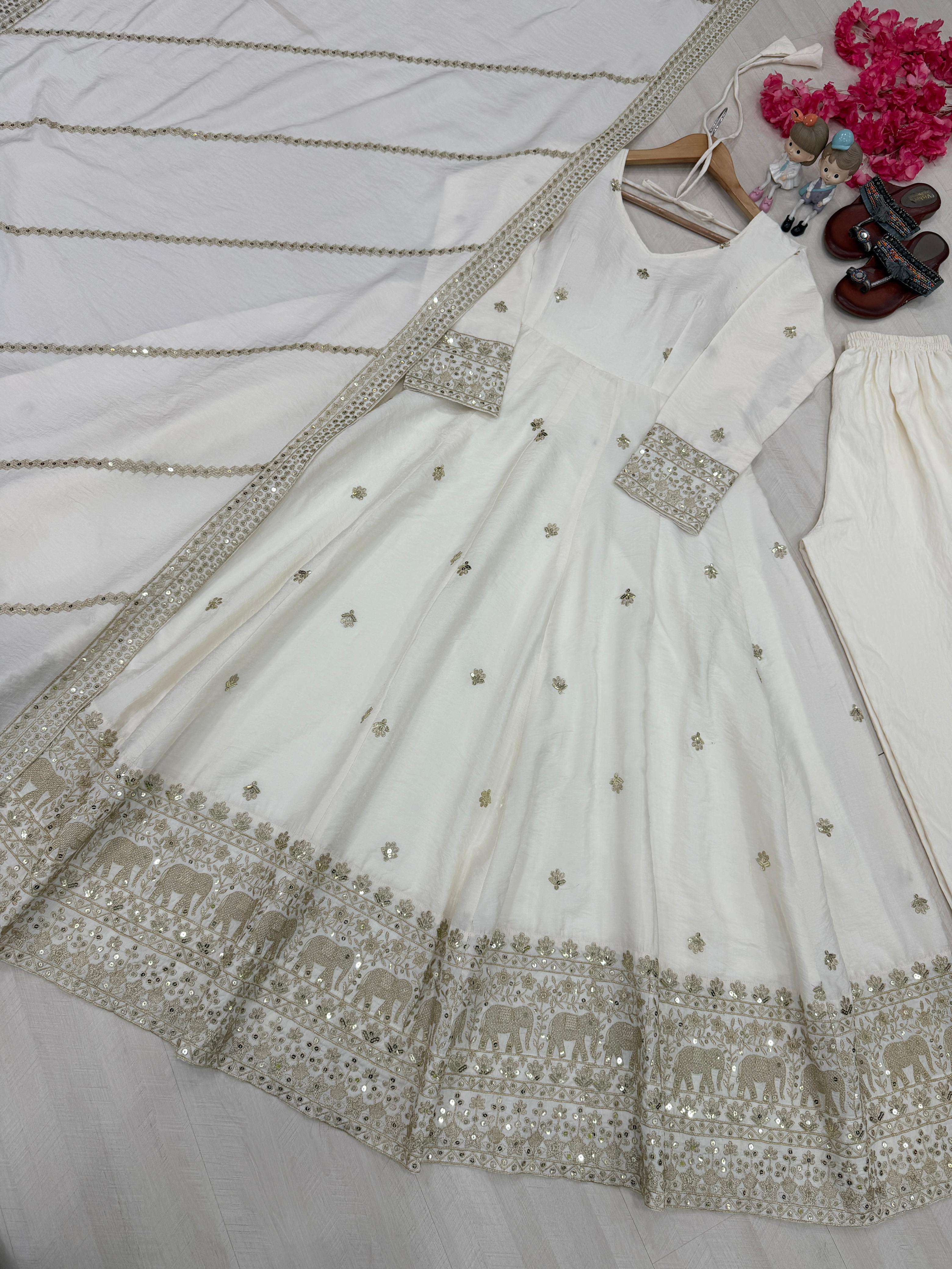 LADY LOOK 034 SILK WITH EMBROIDERY WORK ANARKALI GOWN STYLE SUIT