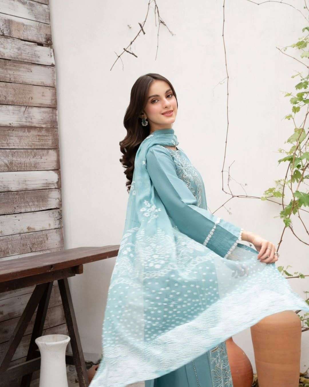 LG 1987 SILK SEQUENCE EMBROIDERY DESIGNER WORK TOP PANT WITH DUPATTA PAIR
