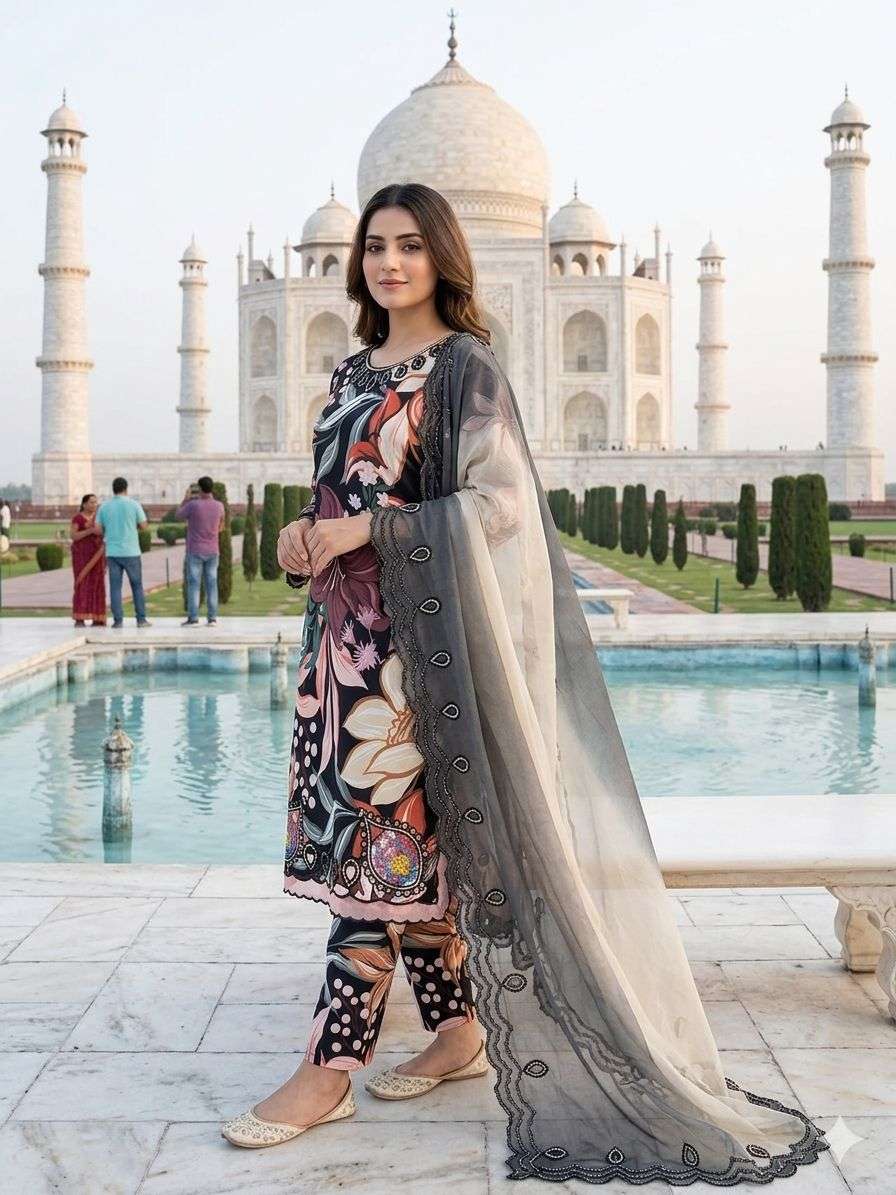 LG 2094 MUSLIN PRINTED WITH EMBROIDERED CUT WORK TOP PANT WITH DUPATTA 