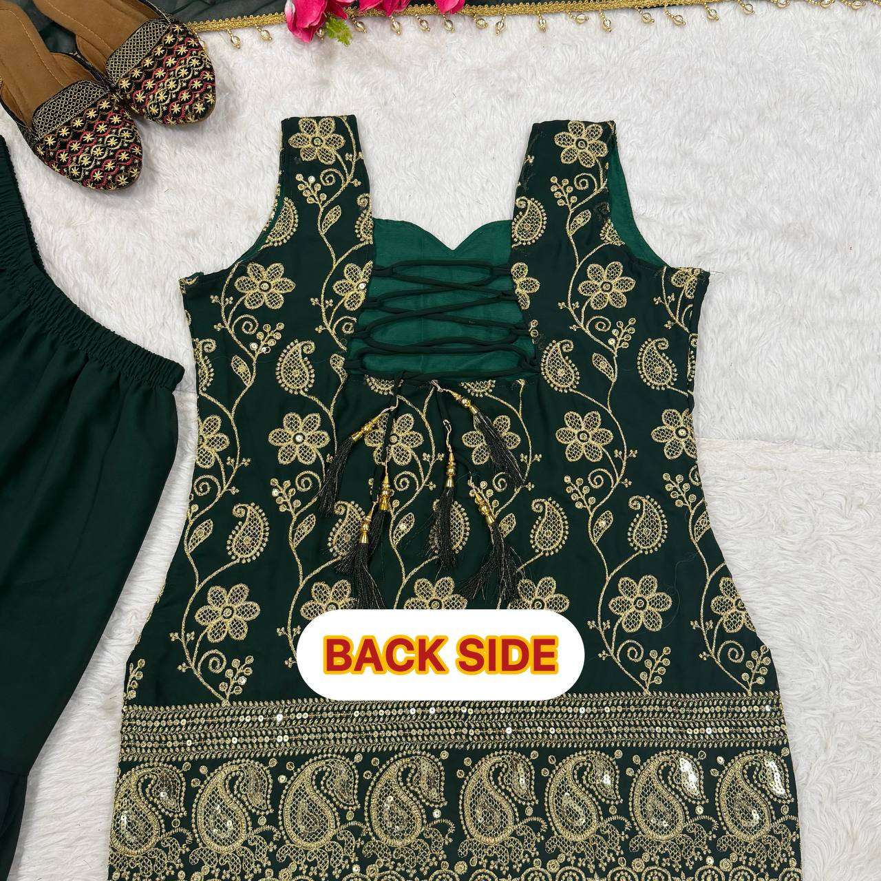 MD 3093 GEORGETTE HEAVY EMBROIDERED DESIGNER WEDDING WEAR LADIES SUIT