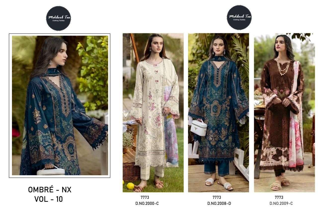 MEHBOOB  TEX  OMBRE NX VOL 10 COTTON EMBROIDERY DESIGNER WORK SUIT