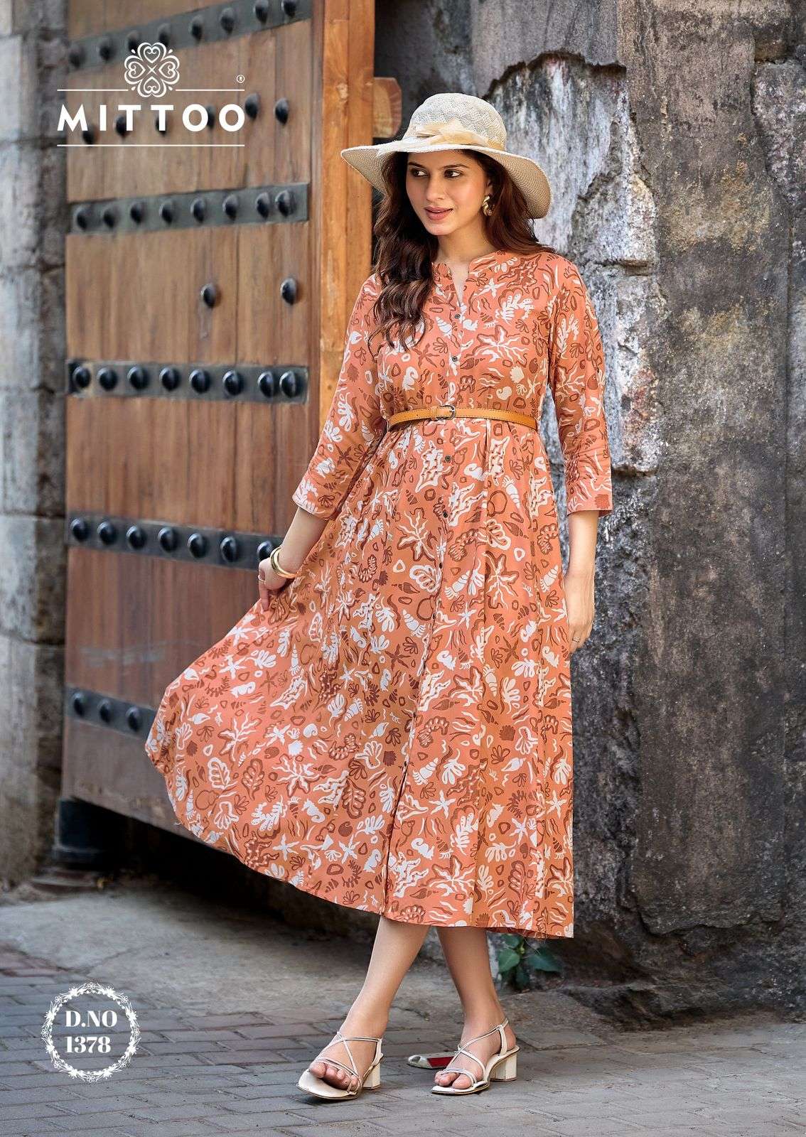 MITTOO BELT VOL 26 RAYON FANCY COOL PRINT LADIES ONE PIECE GOWN DRESS