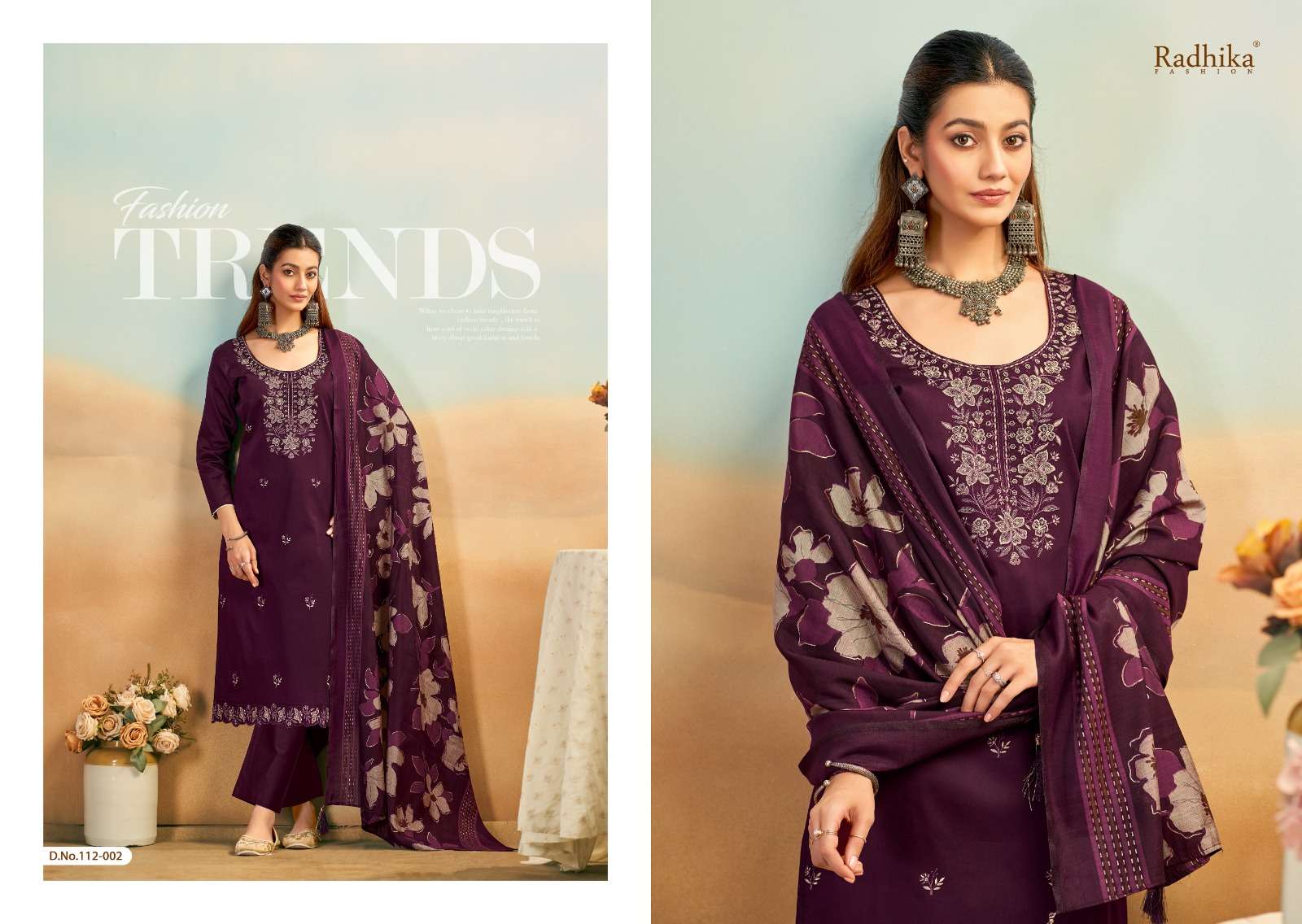 RADHIKA FASHION AZARA SHAFINAZ JAM COTTON PRINT WITH FANCY WORK SUIT