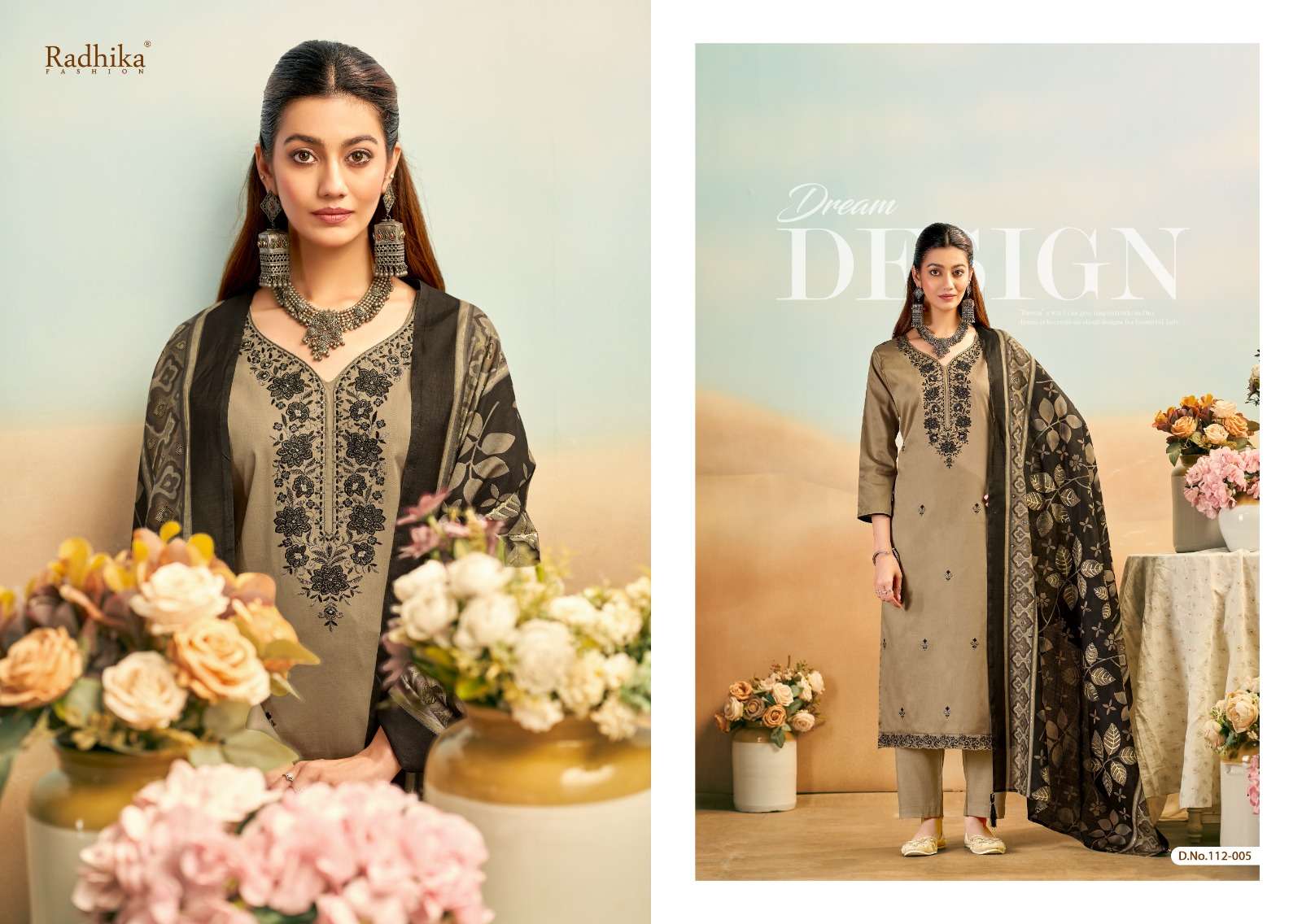 RADHIKA FASHION AZARA SHAFINAZ JAM COTTON PRINT WITH FANCY WORK SUIT