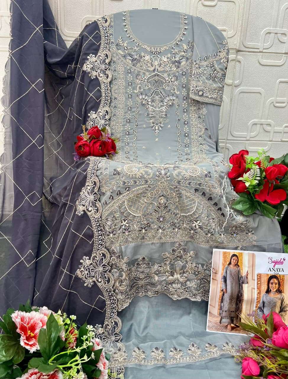 SAJIDA DESIGNER ANAYA VOL 6 GEORGETTE HEAVY EMBROIDERED DESIGNER SUIT