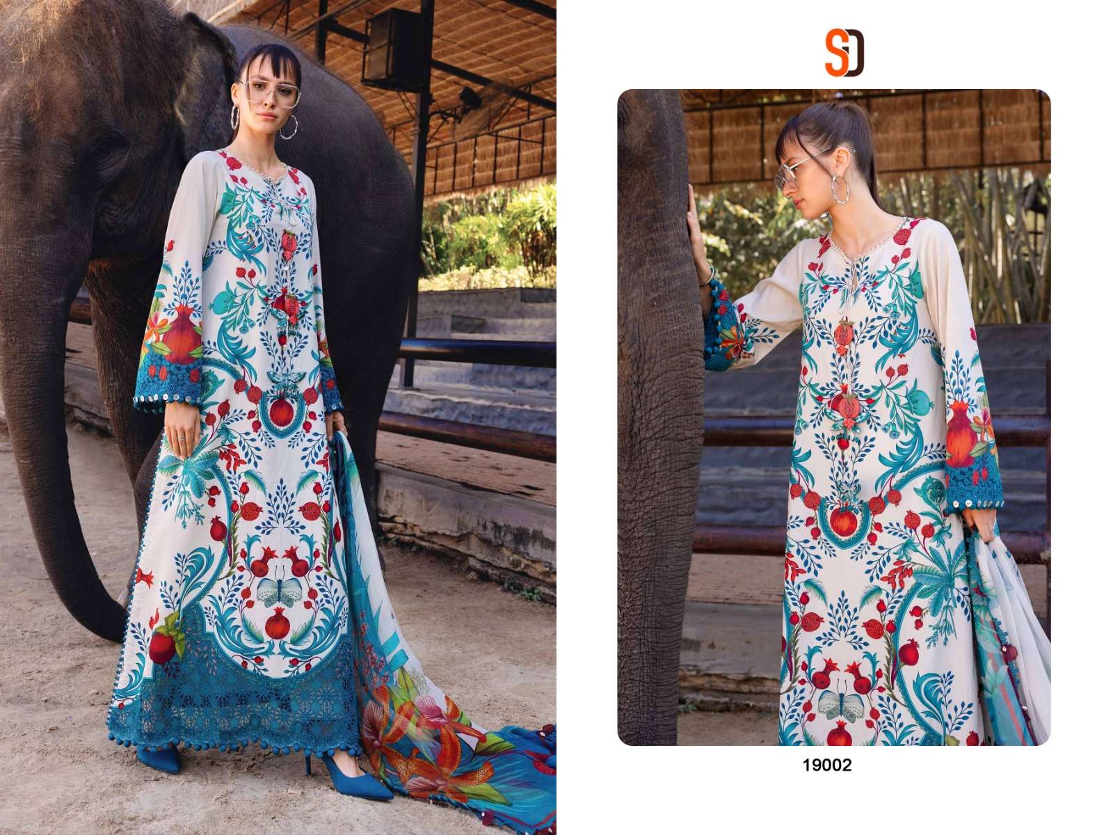 SHARADDHA DESIGNER M PRINT VOL 19 LAWN COTTON PRINT WITH PATCH EMBROIDERY WORK SALWAR KAMEEZ 