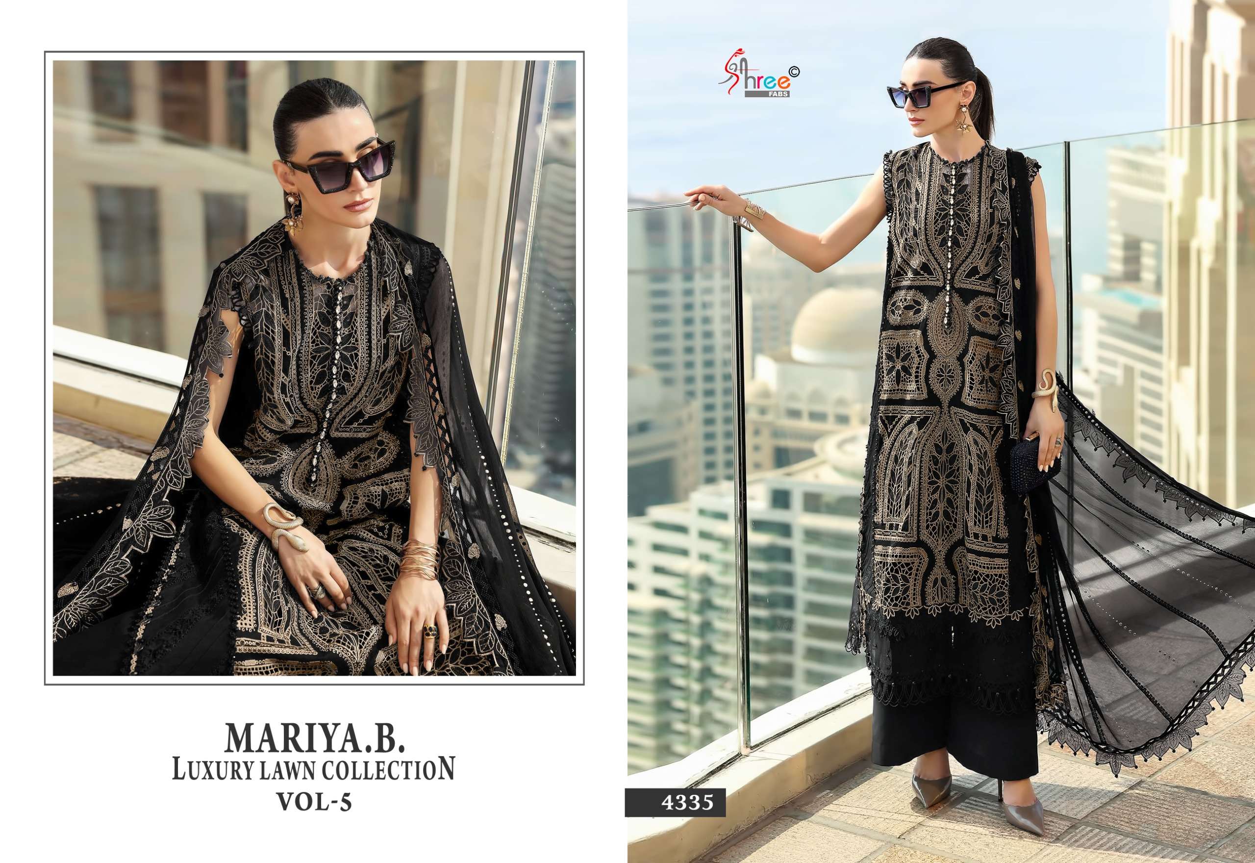 SHREE FABS MARIYA B LUXURY LAWN COLLECTION VOL 5 COTTON HEAVY DESIGNER WORK SUIT