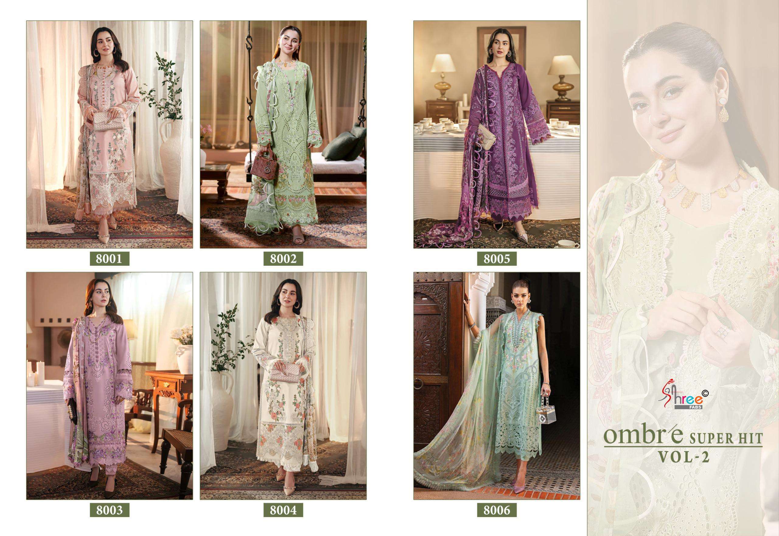 SHREE FABS OMBRE SUPER HIT VOL 2 COTTON HEAVY PATCH EMBROIDERY WORK SUIT
