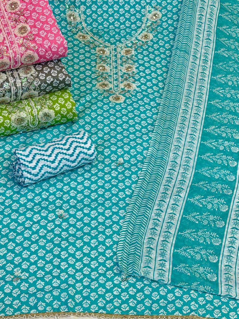 SIARA NON CATALOG VOL 25 COTTON BATIK PRINT WITH FANCY WORK SUIT