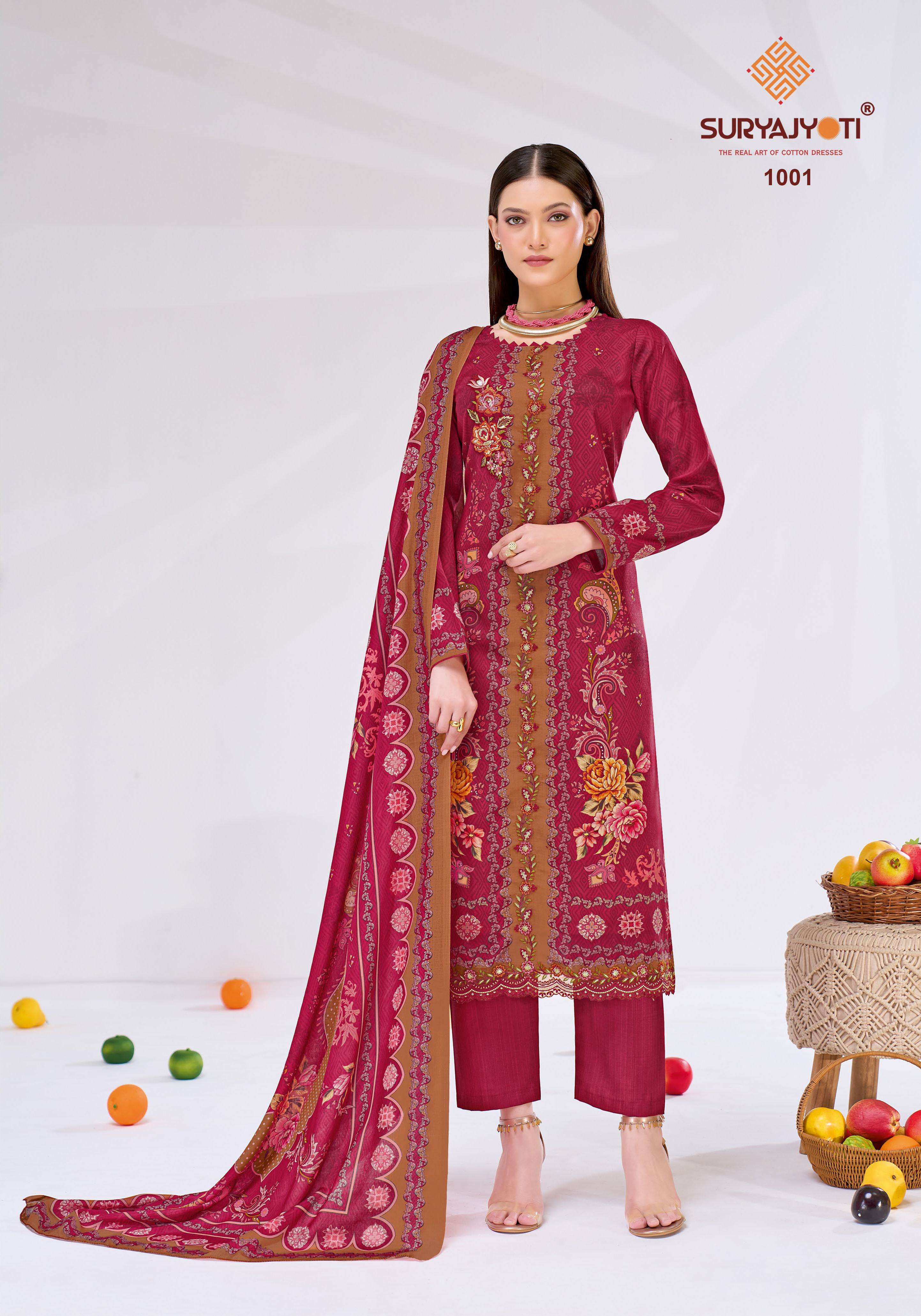 SURYAJYOTI ZAKIRAH VOL 1 COTTON PRINT WITH EMBROIDERY WORK SUIT