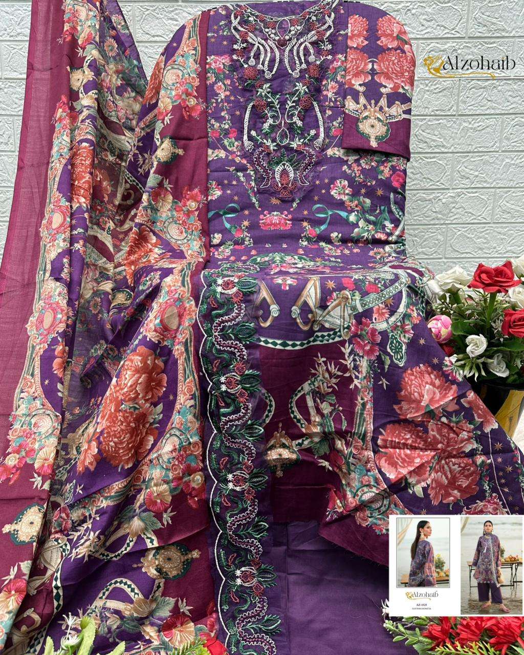 AL ZOHAIB AQILA VOL 1 COTTON FANCY PATCH EMBROIDERY WORK SALWAR KAMEEZ 