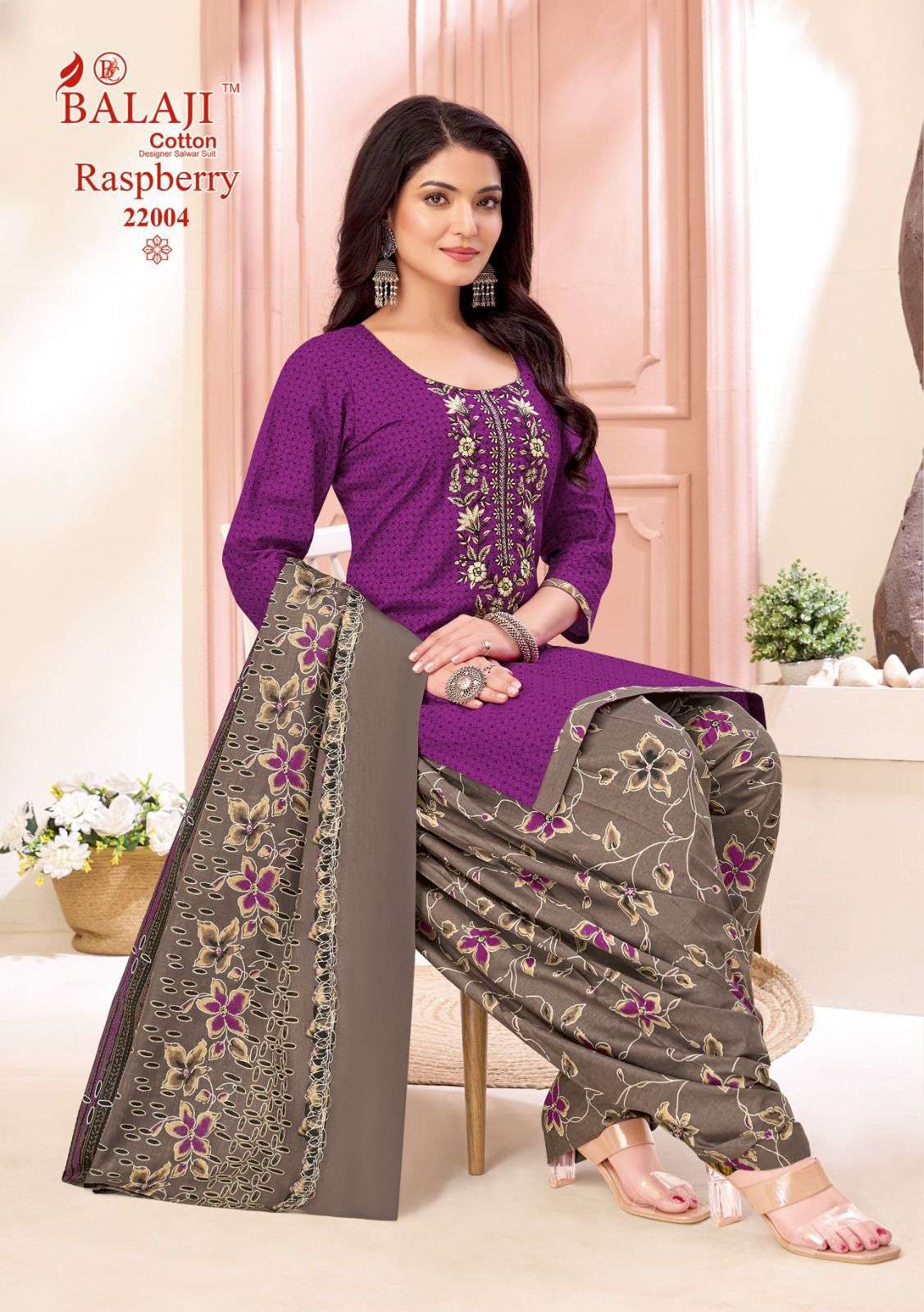 BALAJI COTTON RASPBERRY VOL 22 COTTON PATIYALA SUIT