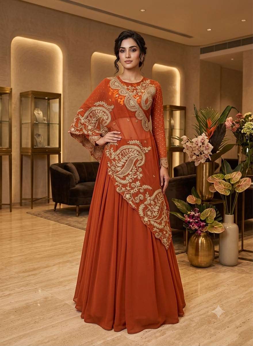 BE 400 GEORGETTE DESIGNER WEAR EMBROIDERED LEHENGA BLOUSE AND SHRUGE COLLECTION 