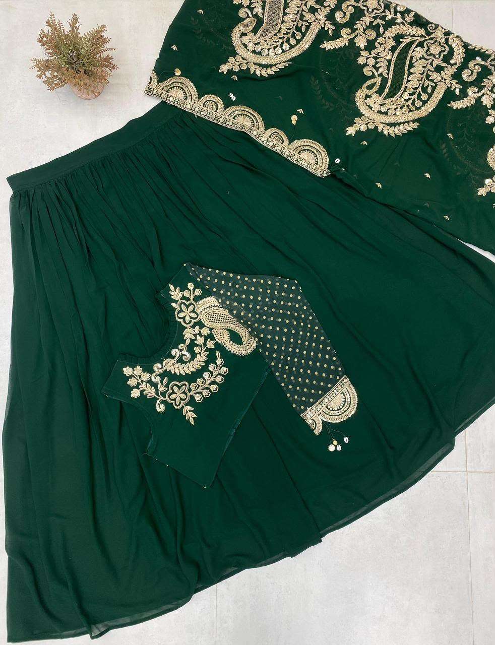 BE 400 GEORGETTE DESIGNER WEAR EMBROIDERED LEHENGA BLOUSE AND SHRUGE COLLECTION 