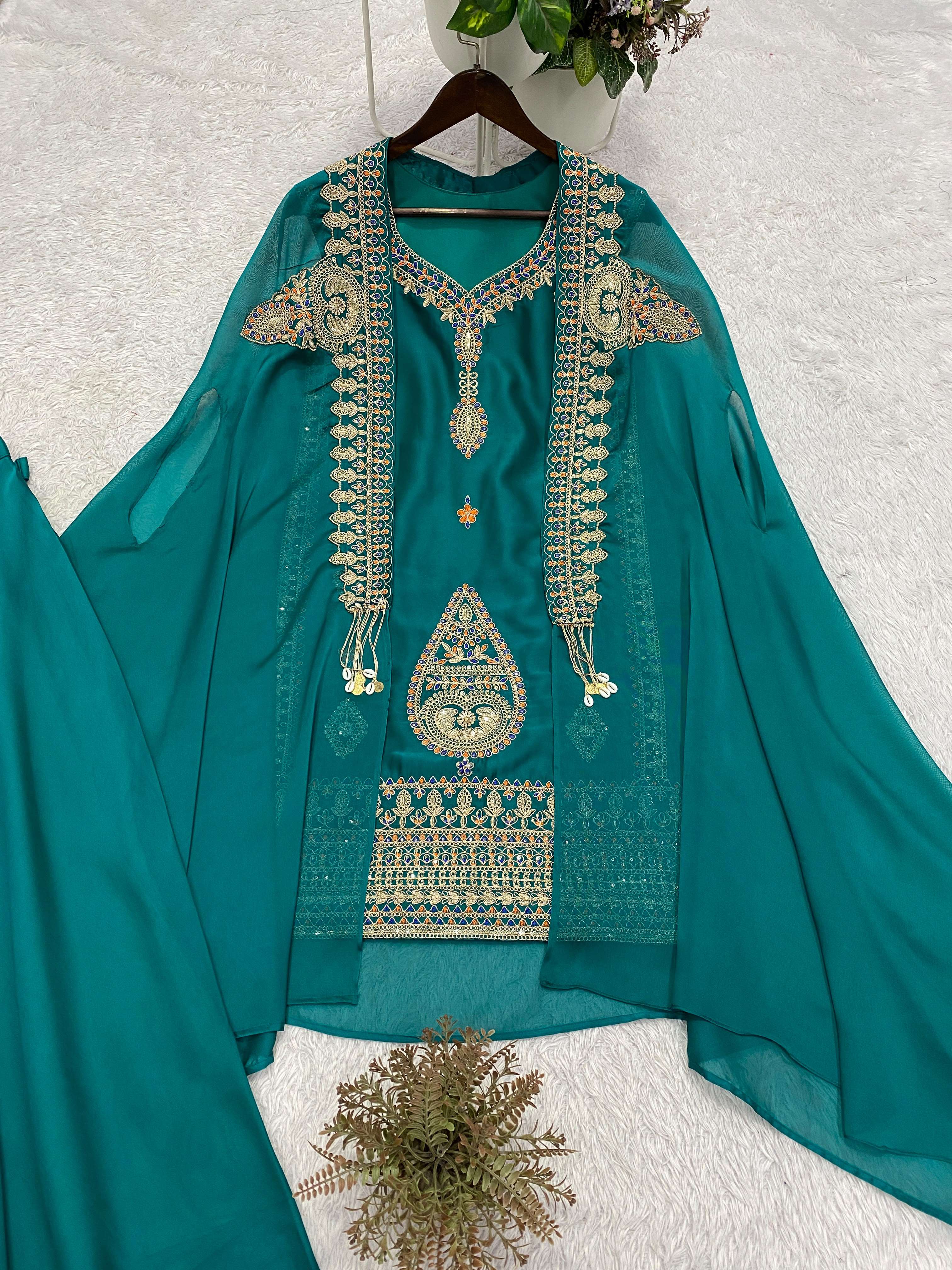 BE 471 SILK SEQUENCE EMBROIDERY DESIGNER WORK PARTY WEAR LADIES SUIT