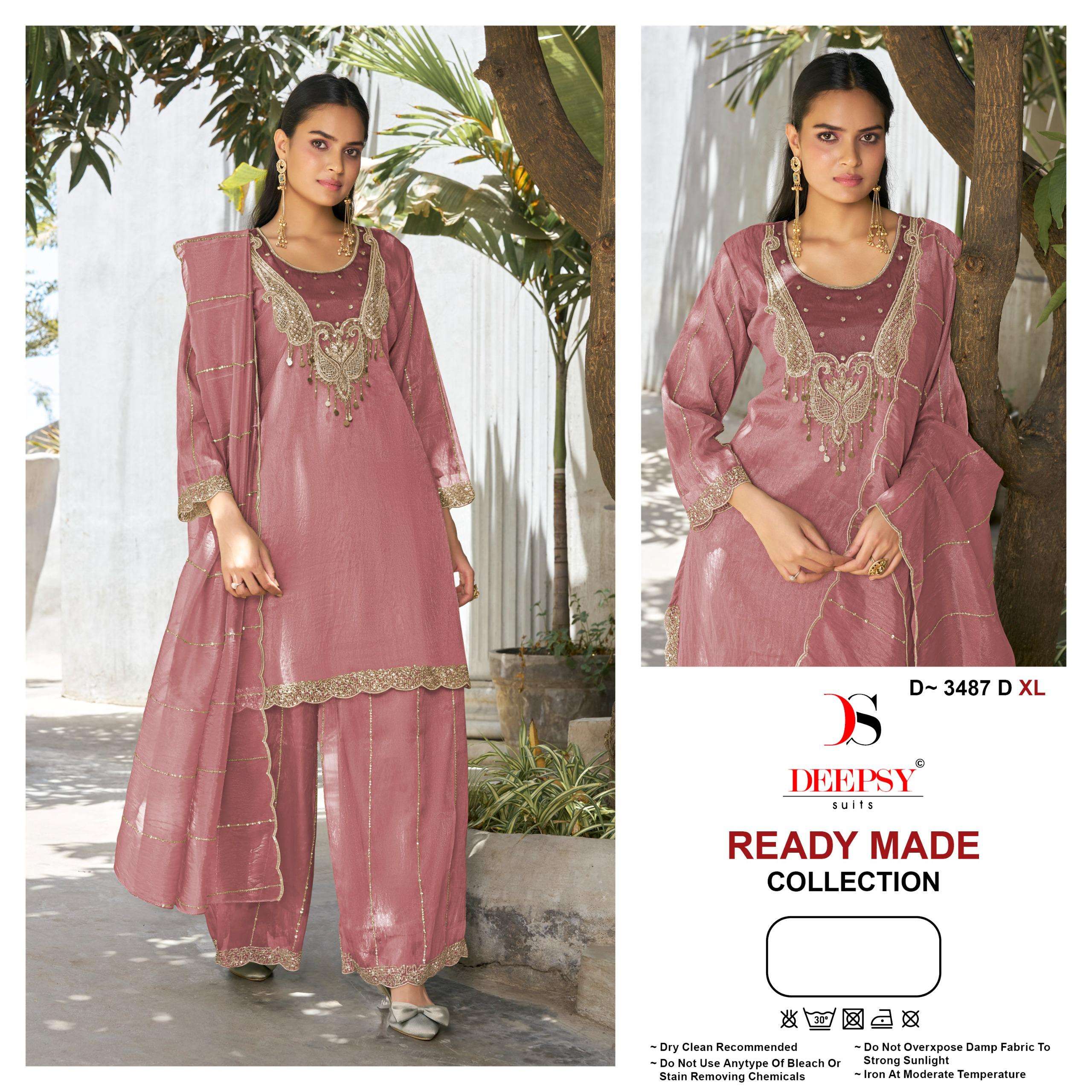 DEEPSY SUITS D 3487 SILK HEAVY EMBROIDERD DESIGNER READY MADE SUIT