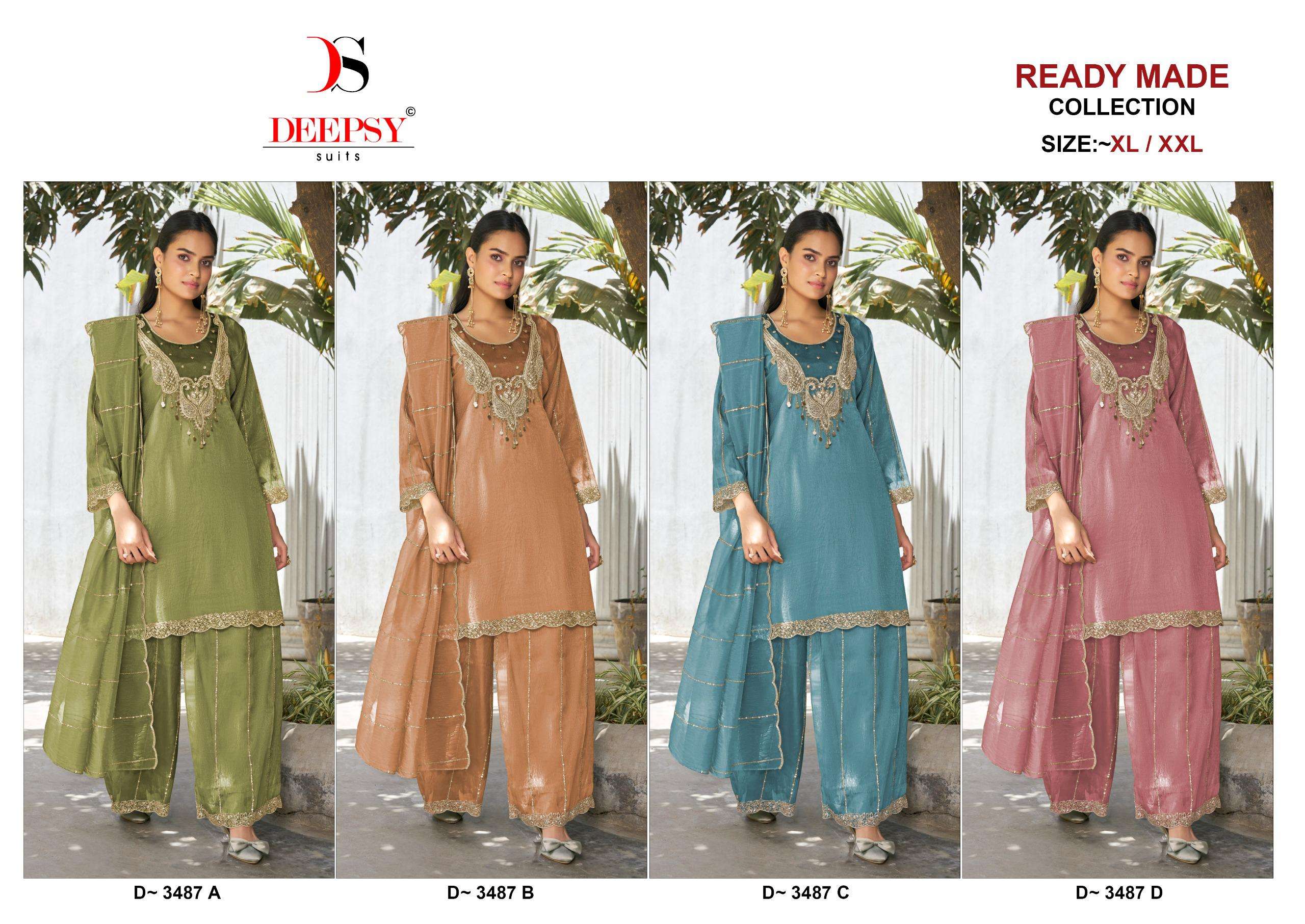 DEEPSY SUITS D 3487 SILK HEAVY EMBROIDERD DESIGNER READY MADE SUIT