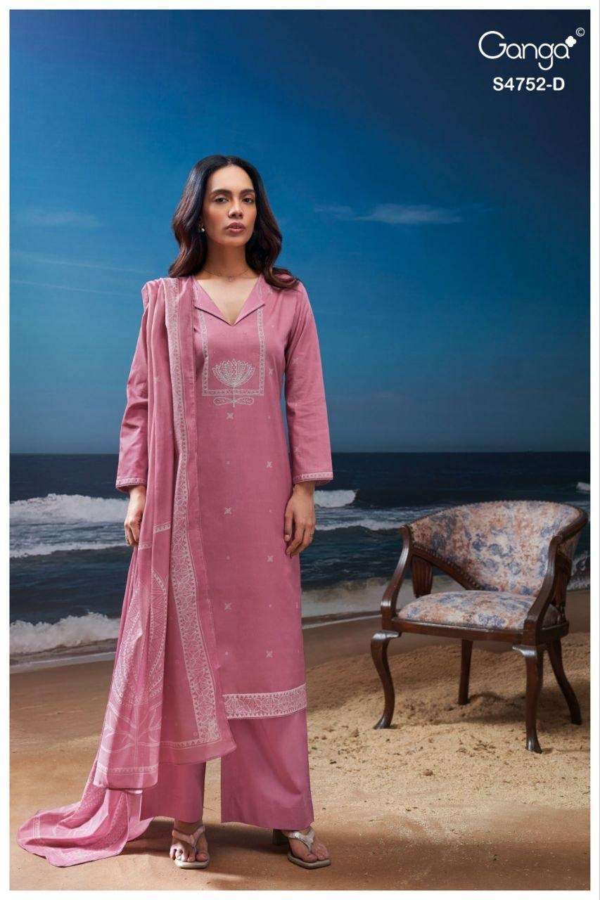 GANGA FAIRA 4752 COTTON PRINTED WITH EMBROIDERY DESIGNER WORK SUIT