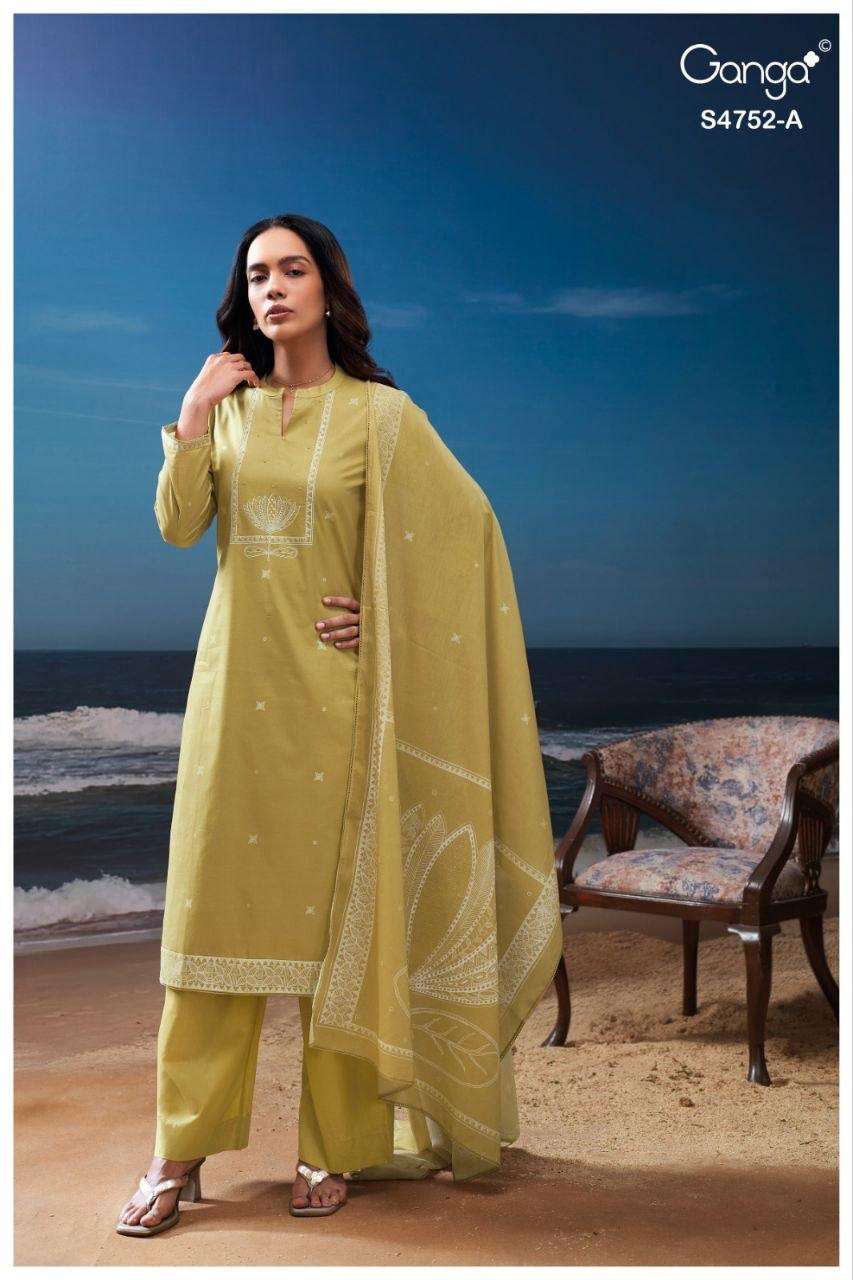 GANGA FAIRA 4752 COTTON PRINTED WITH EMBROIDERY DESIGNER WORK SUIT
