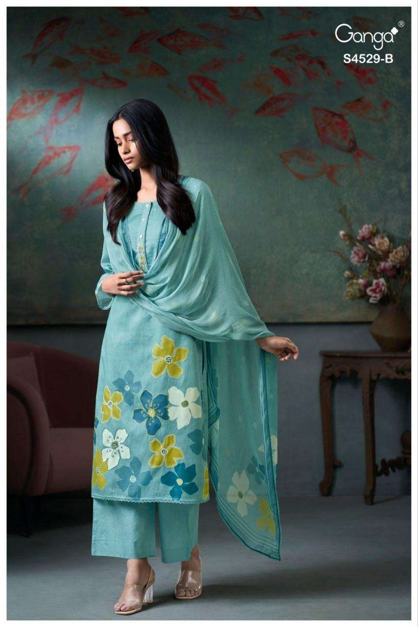 GANGA INDRATHA 5008 COTTON PRINTED WITH DESIGNER WORK SUIT