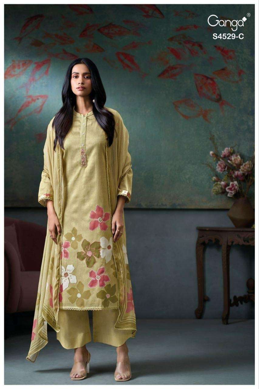 GANGA INDRATHA 5008 COTTON PRINTED WITH DESIGNER WORK SUIT