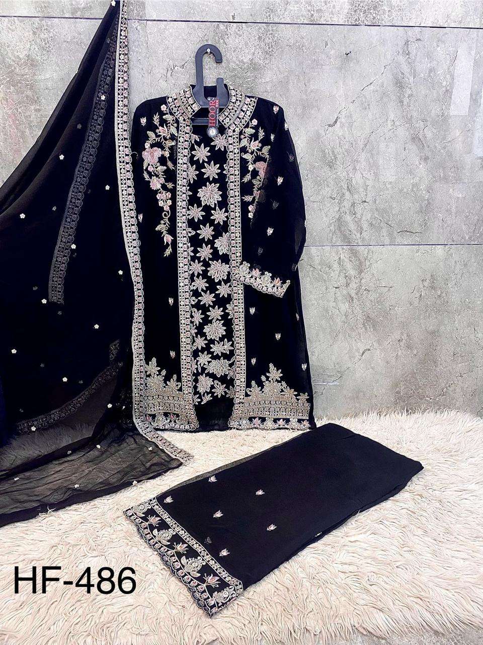 HF 486 GEORGETTE BEAUTIFUL EMBROIDERY DESIGNER READY MADE SUIT
