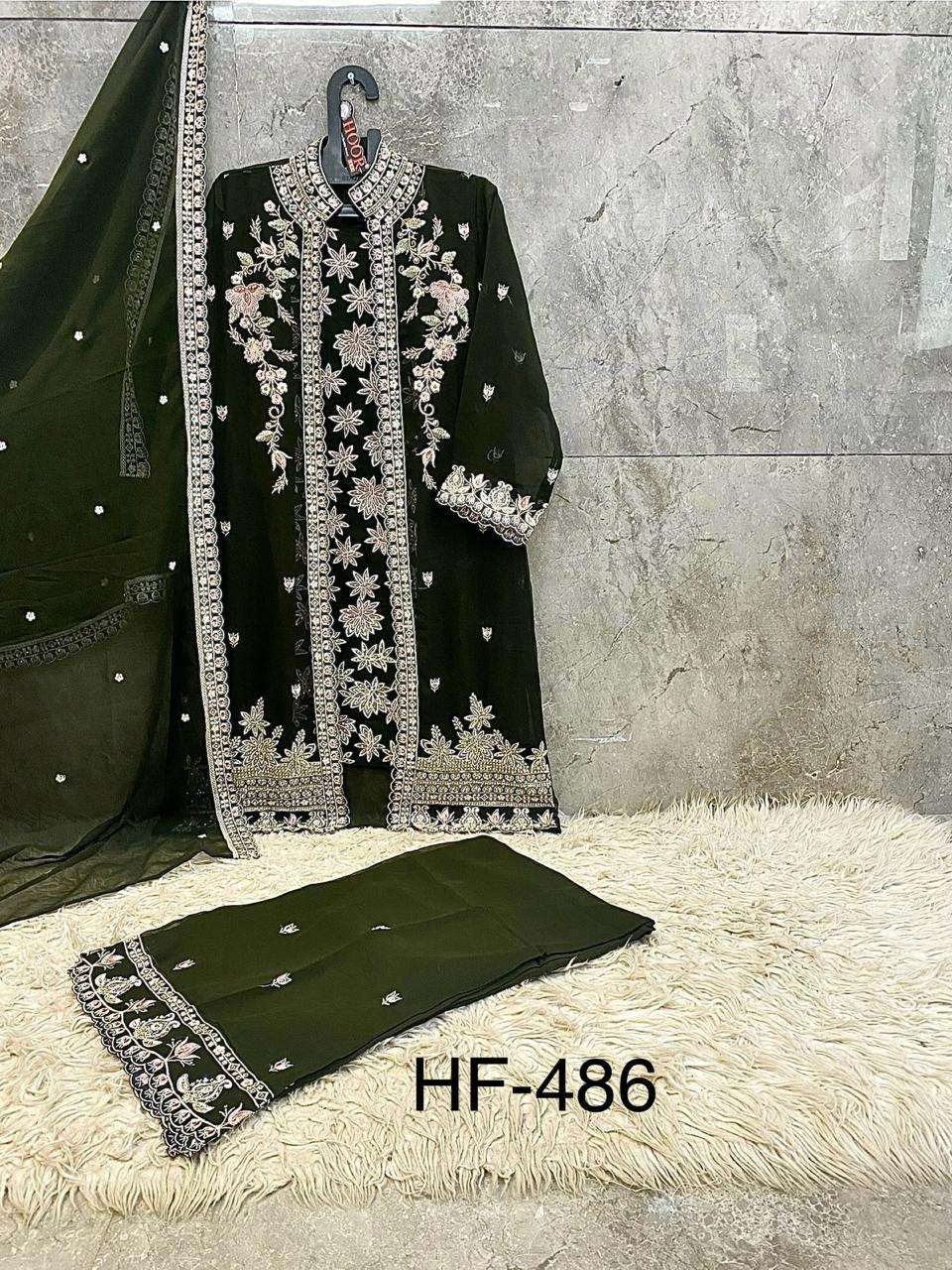 HF 486 GEORGETTE BEAUTIFUL EMBROIDERY DESIGNER READY MADE SUIT