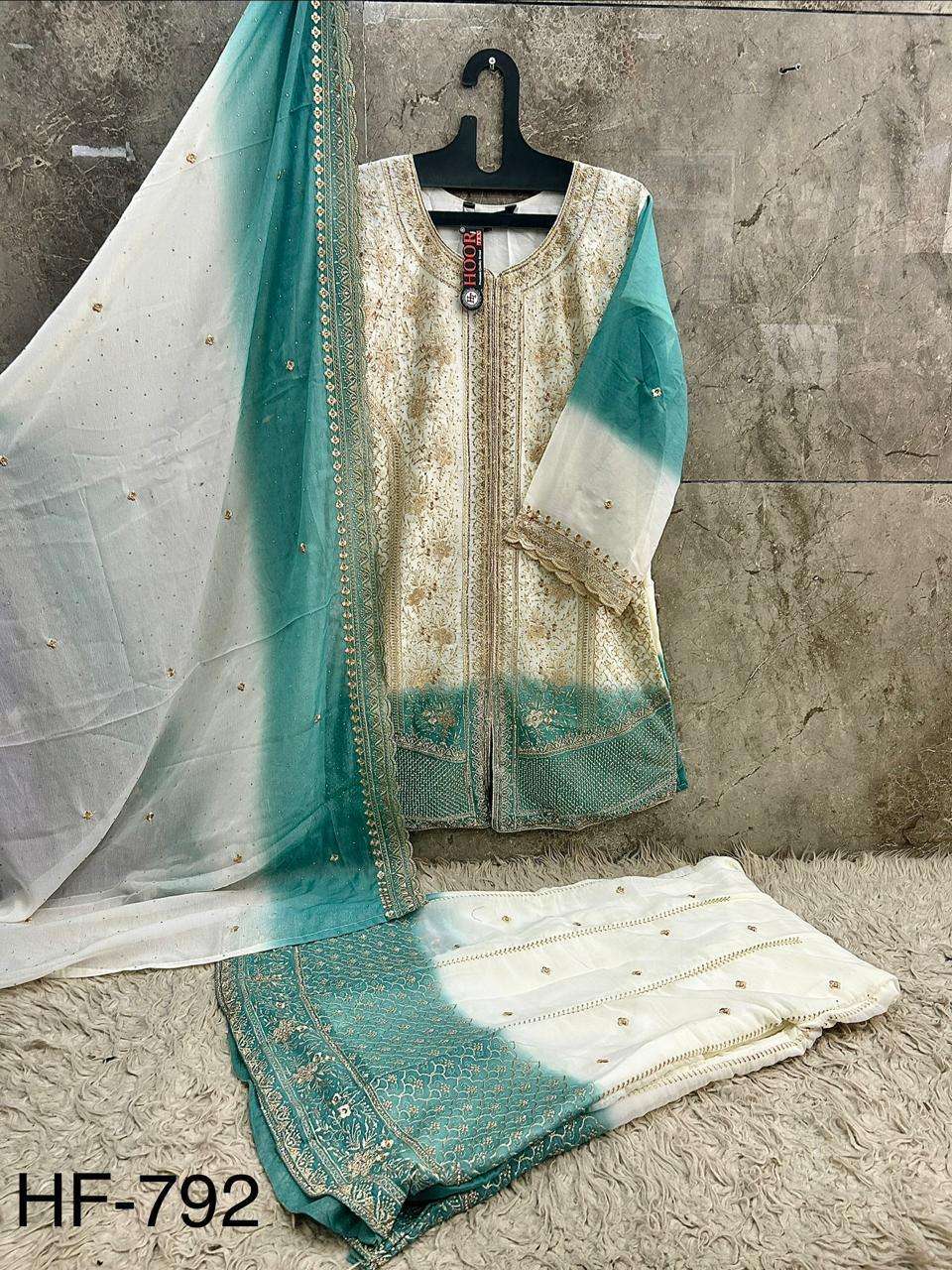 HOOR TEX HF 792 SHADED FABRIC BEAUTIFUL DESIGNER WORK READY MADE SUIT