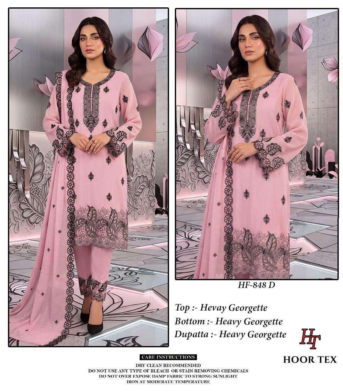 HOOR TEX  HF 848 GEORGETTE HEAVY EMBROIDERED DESIGNER READY MADE PAKISTANI SUIT