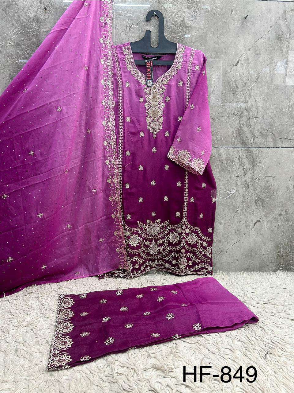 HOOR TEX HF 849 SHADED FABRIC BEAUTIFUL DESIGNER LOOK PARTY WEAR LADIES SUIT