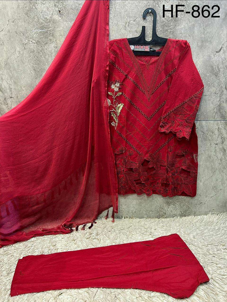 HOOR TEX HF 862 COTTON FANCY EMBROIDERY DESIGNER WORK READY MADE PAKISTANI SUIT